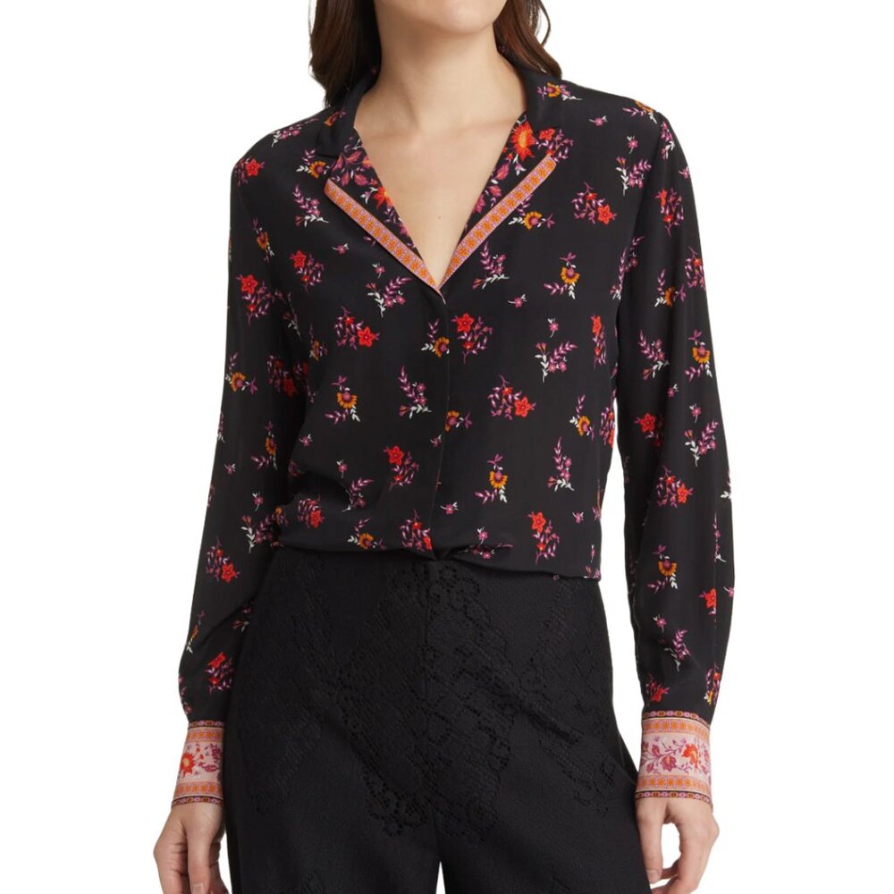 Kobi Halperin Neo Contrast Print Silk Blouse